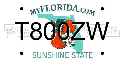 T800ZW Florida License Plate