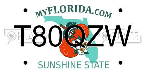 T80QZW Florida License Plate
