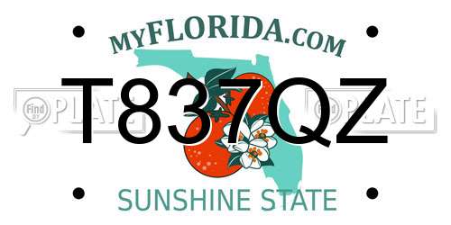 T837QZ Florida License Plate