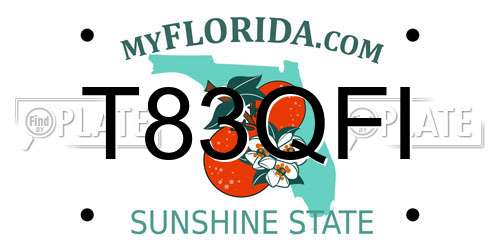 T83QFI Florida License Plate