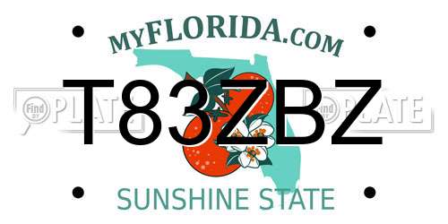 T83ZBZ Florida License Plate