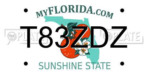 T83ZDZ Florida License Plate