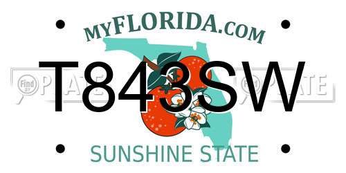 T843SW Florida License Plate