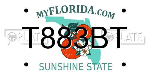 T883BT Florida License Plate