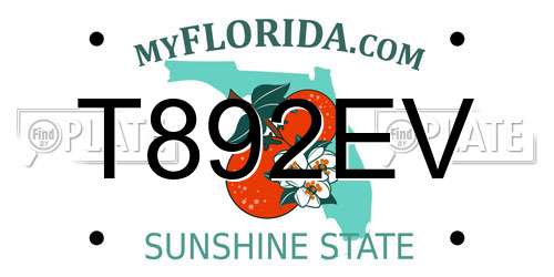 T892EV Florida License Plate
