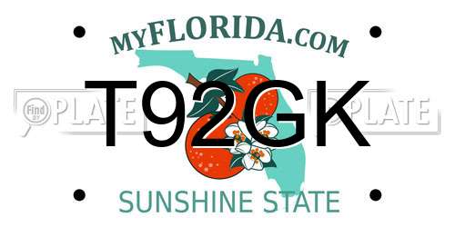 T92GK Florida License Plate