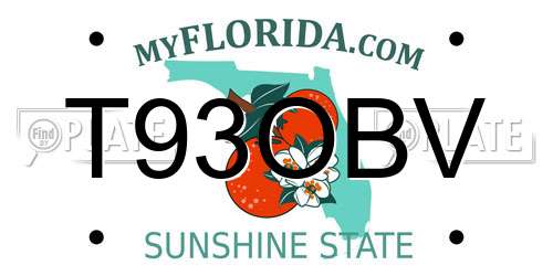 T93OBV Florida License Plate