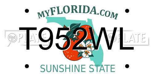 T952WL Florida License Plate