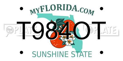 T984OT Florida License Plate