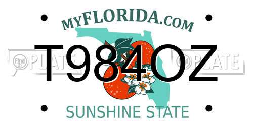 T984OZ Florida License Plate