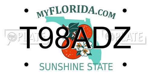 T98ADZ Florida License Plate