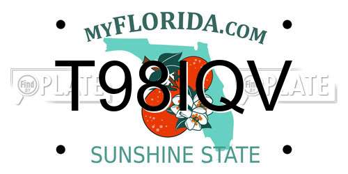 T98IQV Florida License Plate