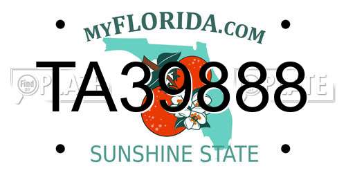 TA39888 Florida License Plate