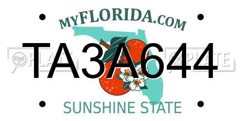 TA3A644 Florida License Plate