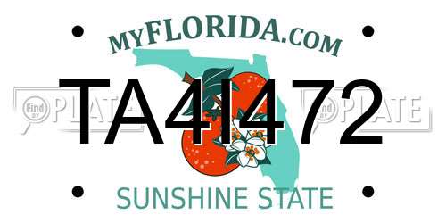 TA4I472 Florida License Plate