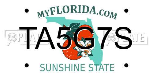 TA5G7S Florida License Plate