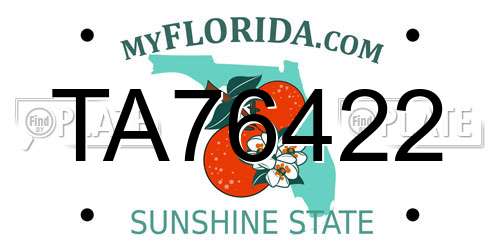 TA76422 Florida License Plate