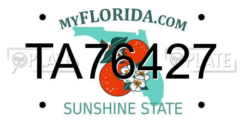 TA76427 Florida License Plate