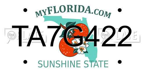 TA7G422 Florida License Plate