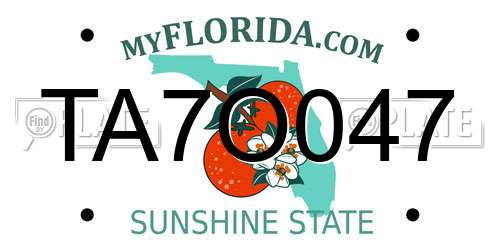 TA7O047 Florida License Plate