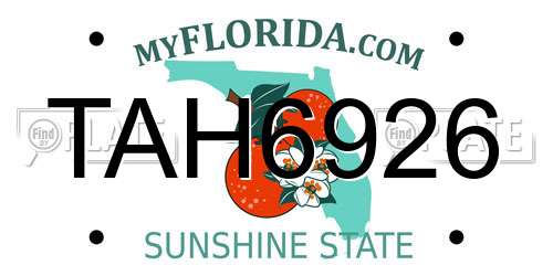 TAH6926 Florida License Plate