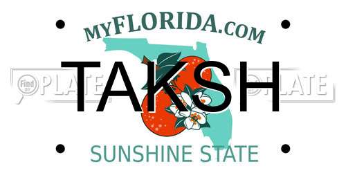 TAKSH Florida License Plate