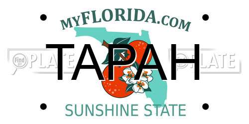 TAPAH Florida License Plate