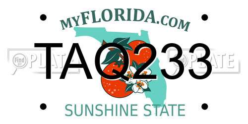 TAQ233 Florida License Plate
