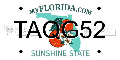 TAQG52 Florida License Plate