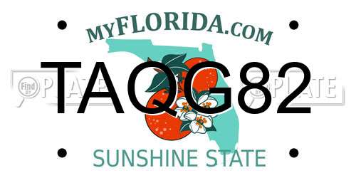 TAQG82 Florida License Plate