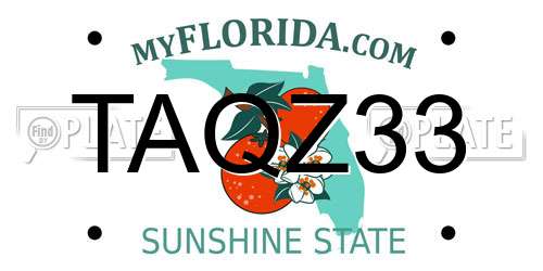 TAQZ33 Florida License Plate