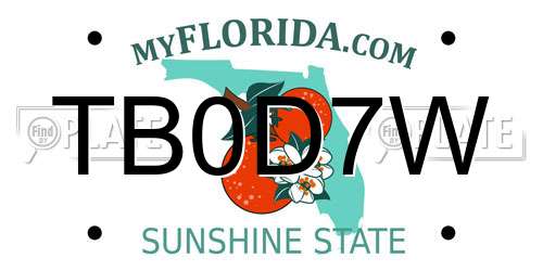 TB0D7W Florida License Plate