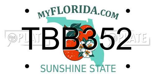 TBB352 Florida License Plate