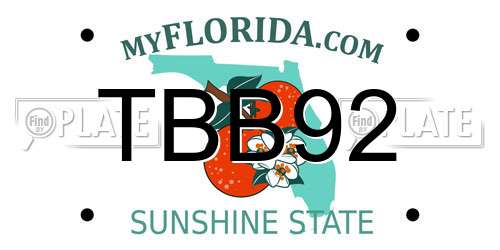 TBB92 Florida License Plate