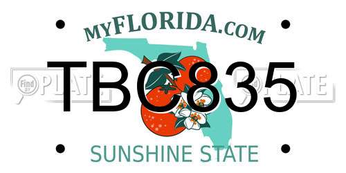 TBC835 Florida License Plate