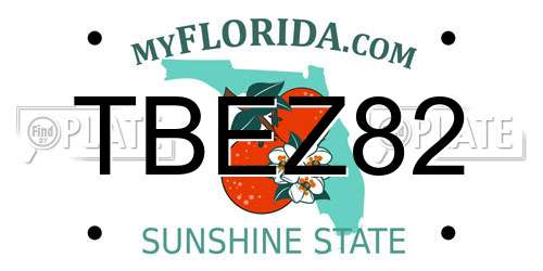 TBEZ82 Florida License Plate