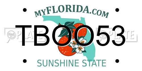 TBOO53 Florida License Plate