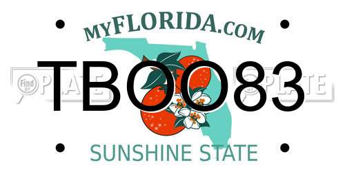 TBOO83 Florida License Plate
