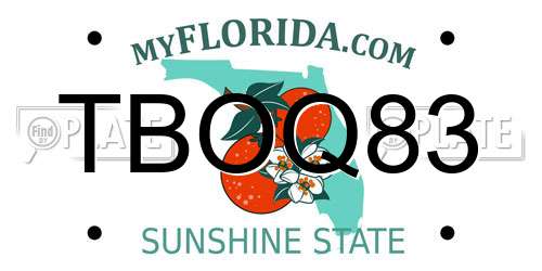 TBOQ83 Florida License Plate