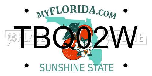 TBQ02W Florida License Plate