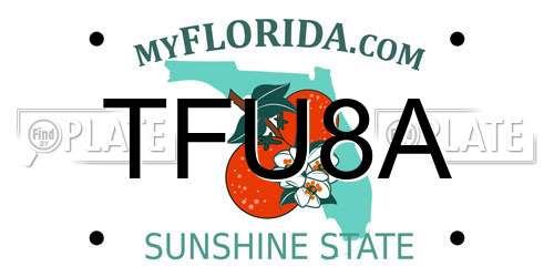 TFU8A Florida License Plate