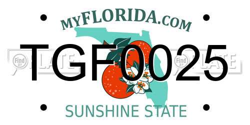 TGF0025 Florida License Plate