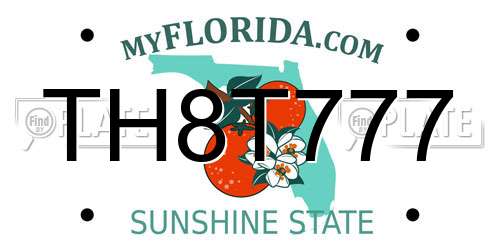 TH8T777 Florida License Plate