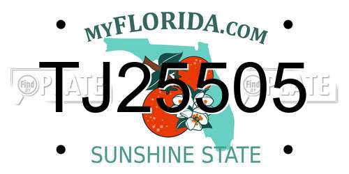 TJ25505 Florida License Plate