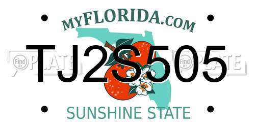 TJ2S505 Florida License Plate