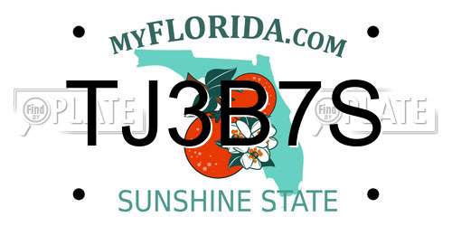TJ3B7S Florida License Plate