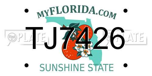 TJ7426 Florida License Plate