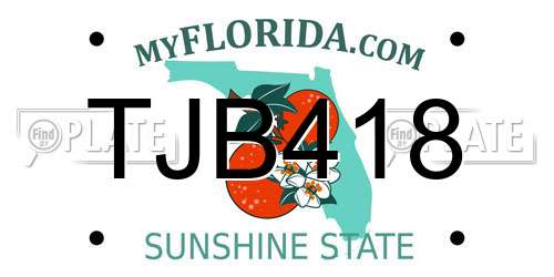 TJB418 Florida License Plate