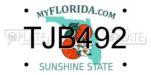 TJB492 Florida License Plate