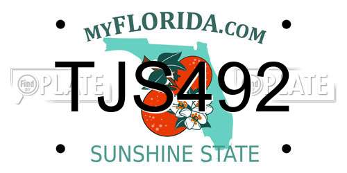 TJS492 Florida License Plate